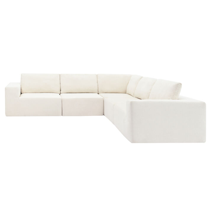Merax Luxury L Shaped Terry Cloth Sectional Sofa