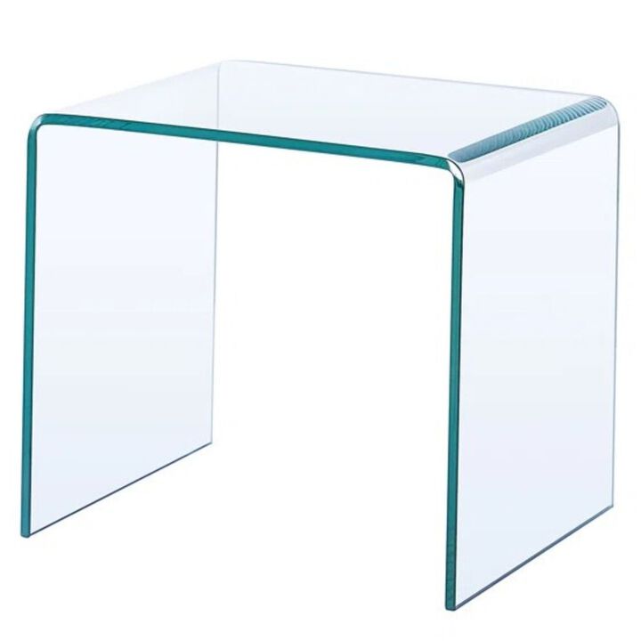 Tempered Transparent Glass End Table, Small Sofa Table with Sleek Design