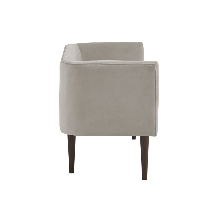Gracie Mills Elfed Cream Velvet Accent Bench with Low Back