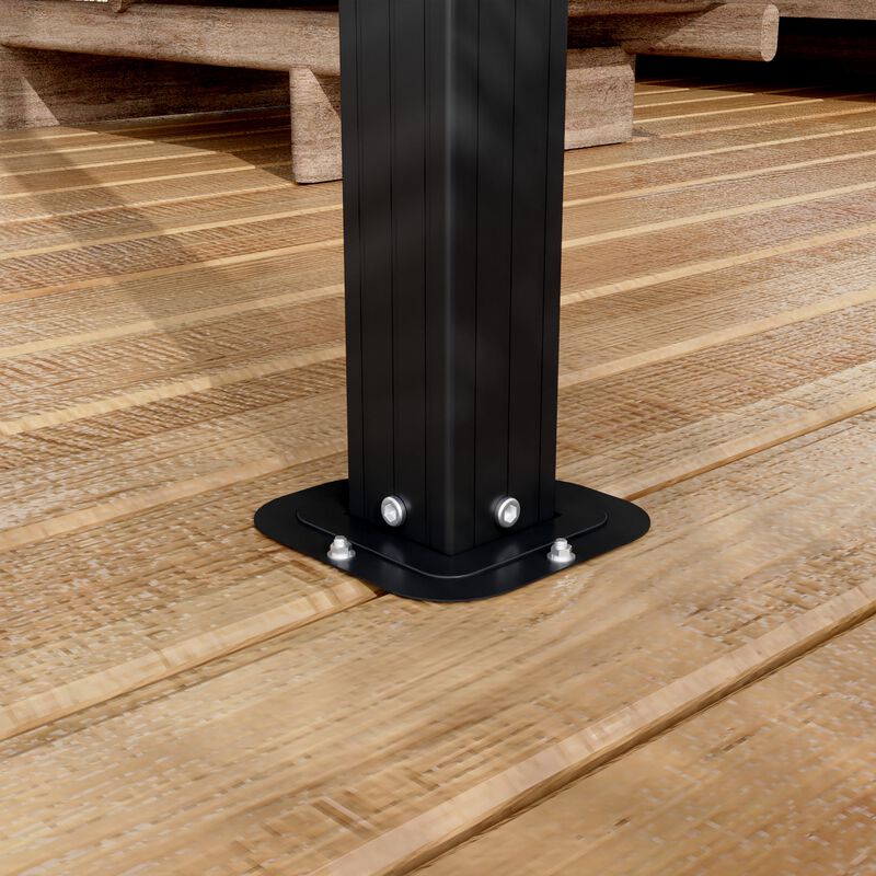FUFU&GAGA Black Patio Lean-to Gazebo – Wall-Mounted Gazebo with Galvanized Steel Roof, Aluminum Frame, Mosquito Netting & Curtains, (165.7" L x 142.8" W x 103.4" H), Black