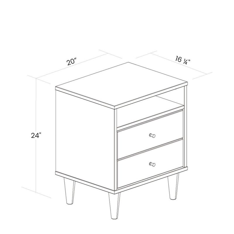 Hivvago Farmhouse Mid Century 2 Drawer Nightstand