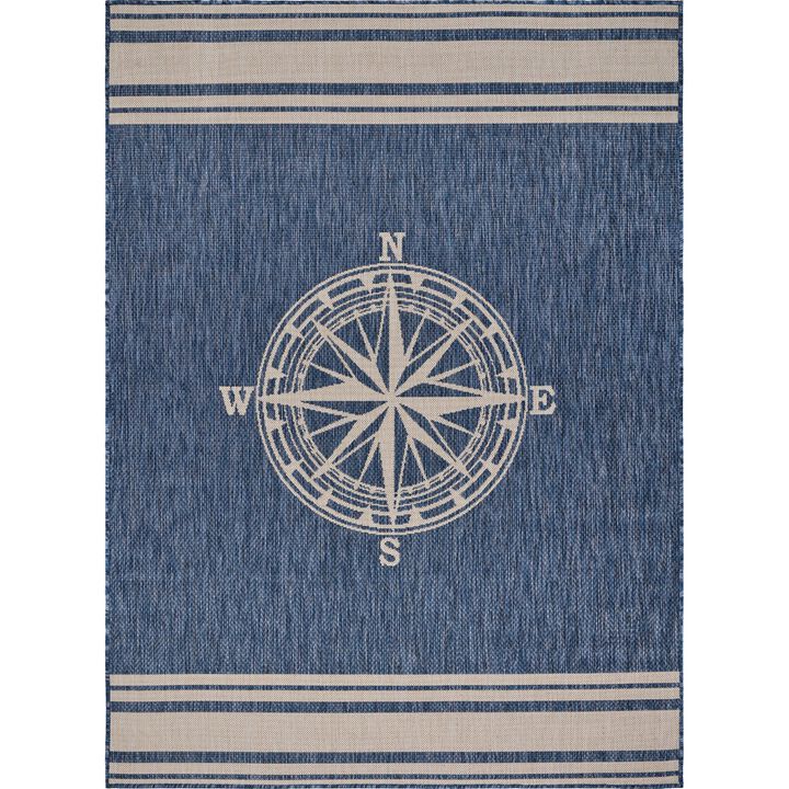 Nautical Navigation Rectangular Outdoor Area Throw Rug