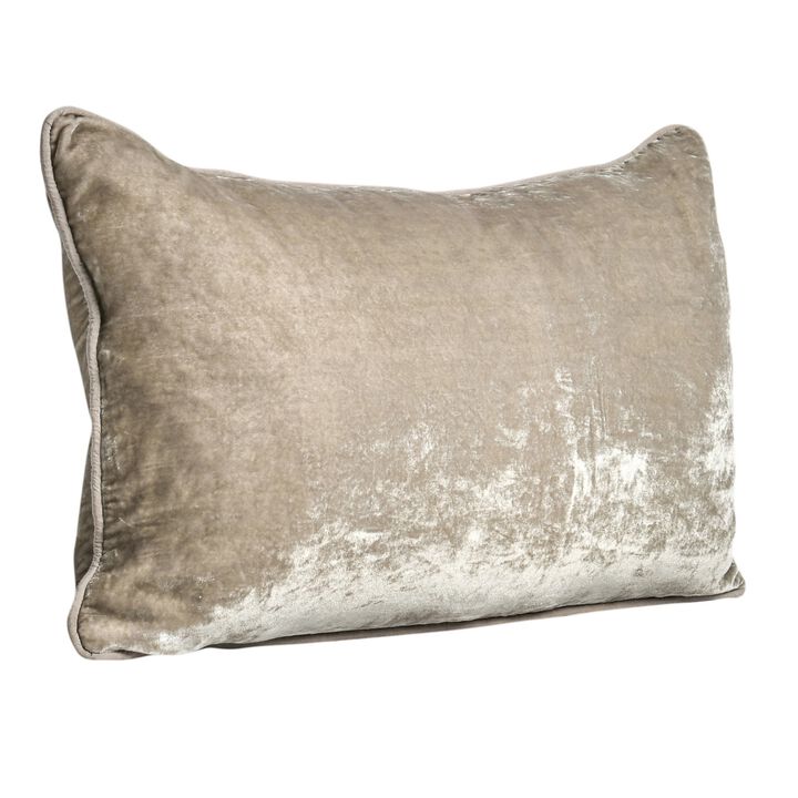 Timo Lumbar Throw Pillow, 14x26 Inch Beige Viscose, Reversible Design - Benzara
