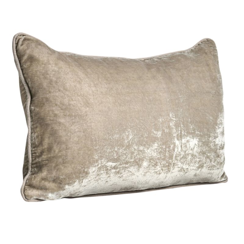 Timo Lumbar Throw Pillow, 14x26 Inch Beige Viscose, Reversible Design - Benzara