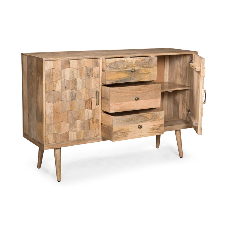 Merax Natural Sideboard Cabinet with 3 Drawers