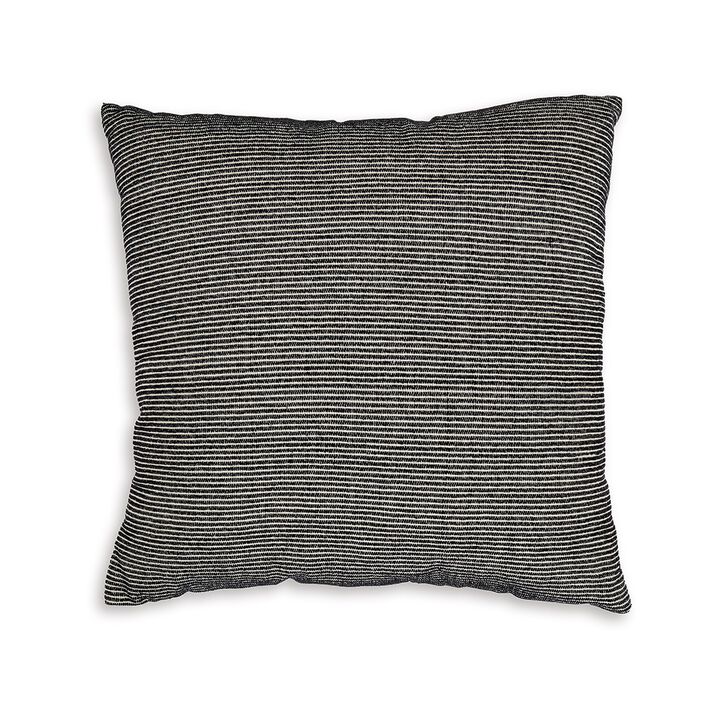 Square Accent Throw Pillow, 20 Inch, Striped Black Cotton, Gray Brown - Benzara