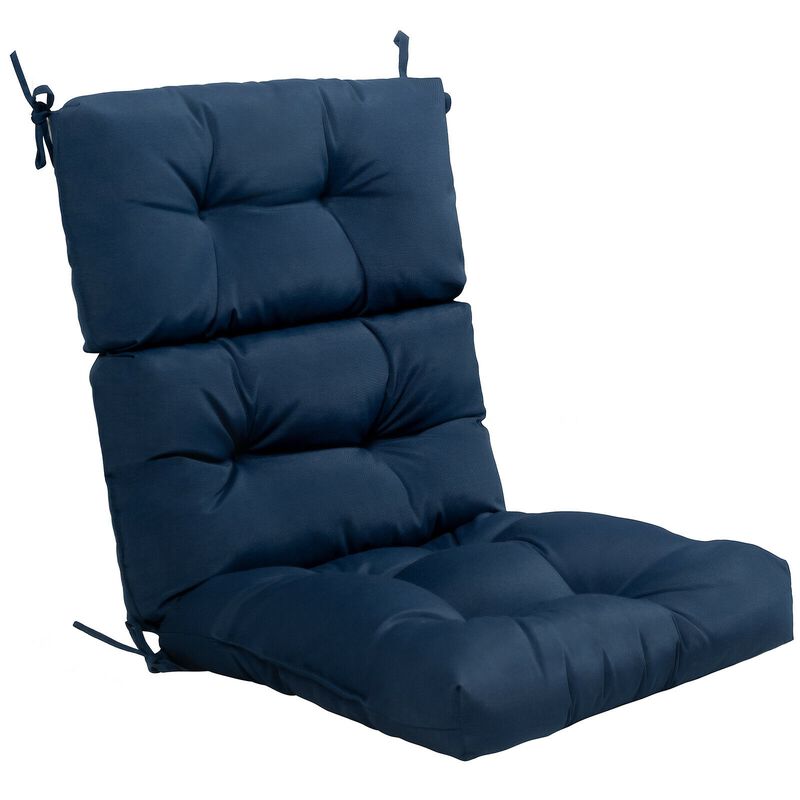 Tufted Patio High Back Chair Cushion with Non-Slip String Ties