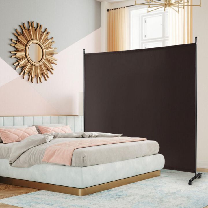 Hivvago 6 Feet Single Panel Rolling Room Divider with Smooth Wheels