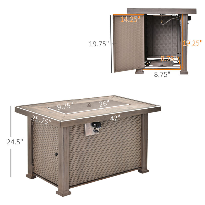 42" Gas Propane Fire Pit Table Patio 50,000BTU Electric Ignition Firepit w/Cover