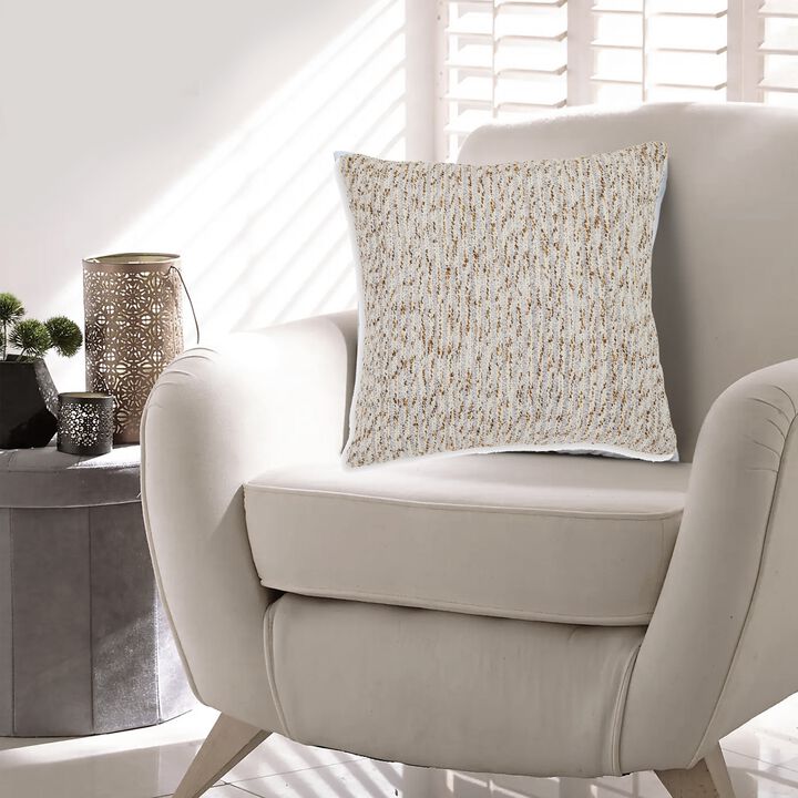 Lora 20 Inch Accent Pillow Set of 4, Textured Stripe Pattern, Ivory Gray -
