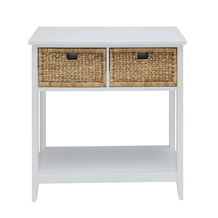 Flavius Console Table with 2 Drawers, White-Benzara