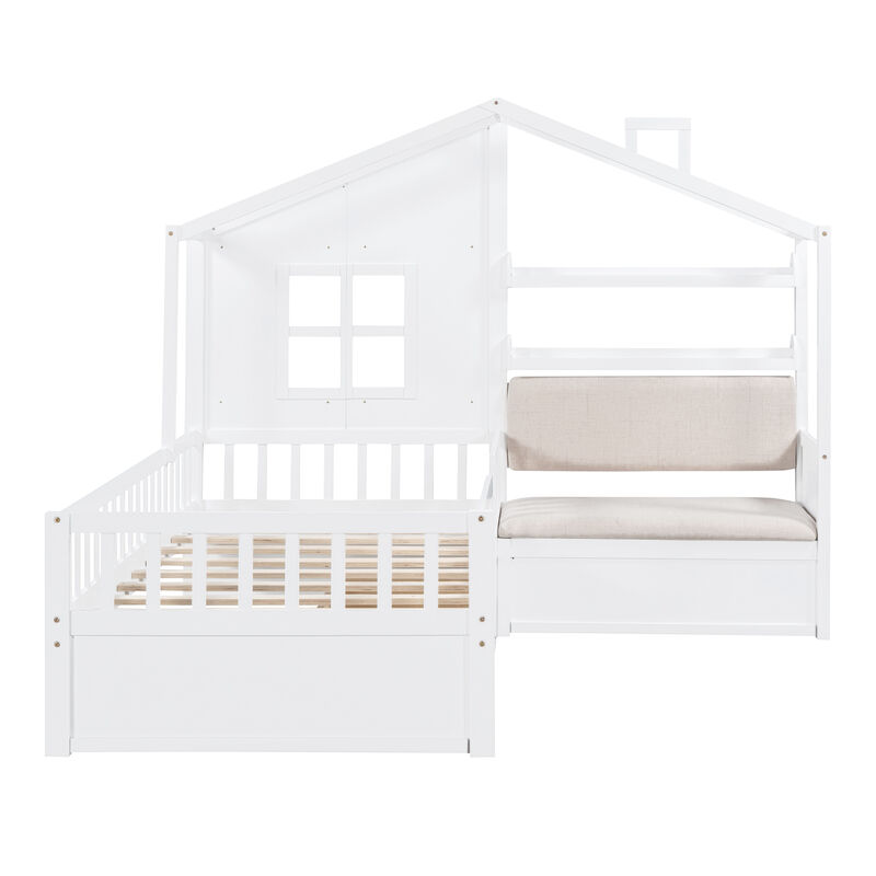 Merax House Platform Bed with Sofa