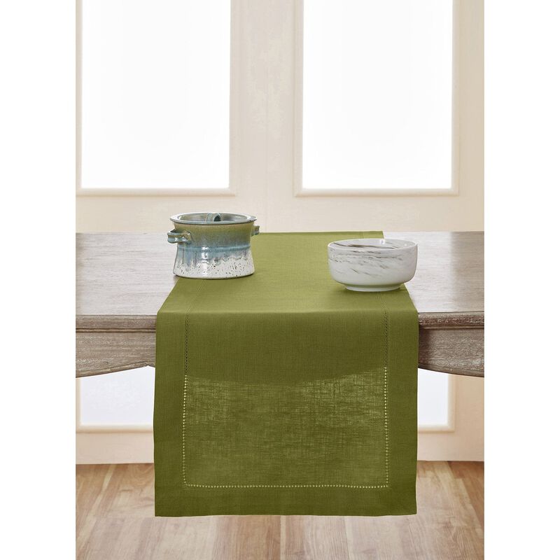 Solino Home 100% Pure Linen Table Runner | Classic Hemstitch for Thanksgiving, Christmas
