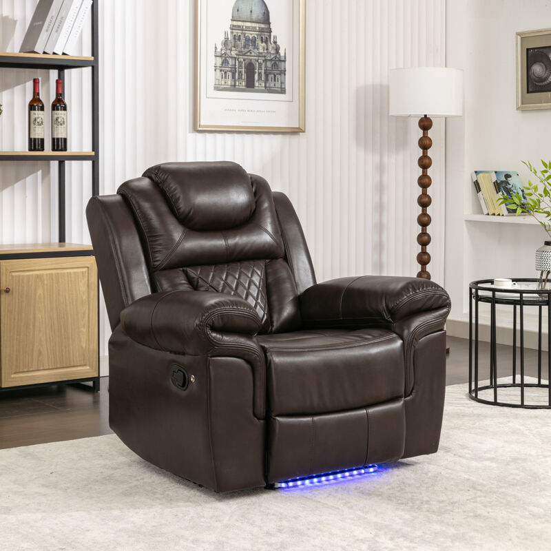 Home Theater Seating Manual Recliner Chair With LED Light Strip For Living Room, Bedroom