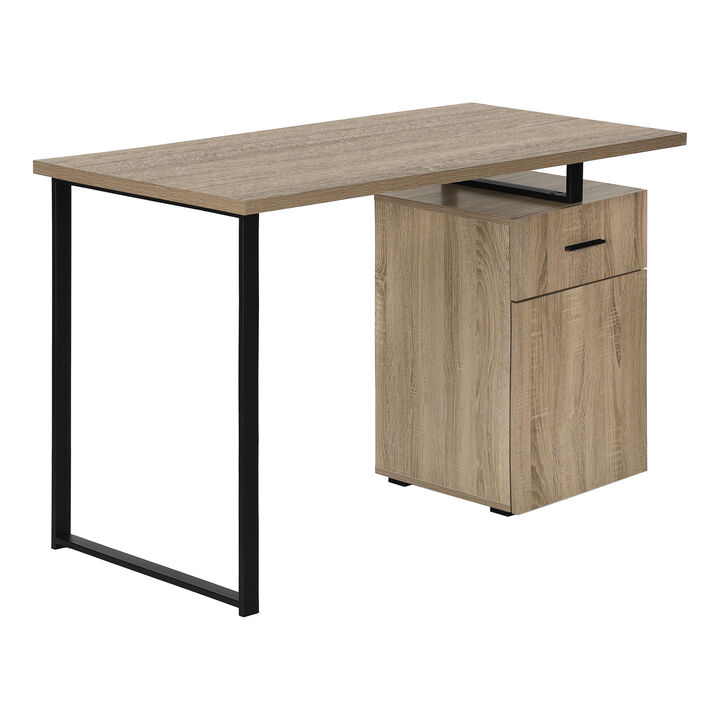 Monarch Specialties I 7764 Computer Desk, Home Office, Laptop, Left, Right Set-up, Storage Drawers, 48"L, Work, Metal, Laminate, Brown, Black, Contemporary, Modern