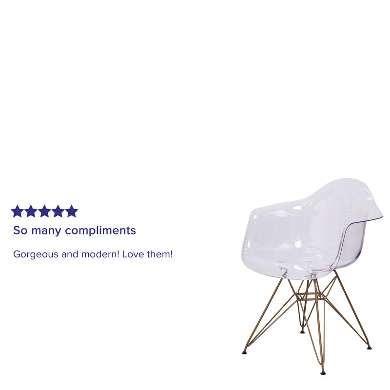 Clear Side Chair w/ Gold Base