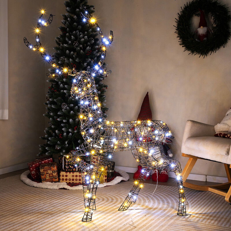 Pre-Lit Christmas Reindeer with 170 Cold and Warm LED Lights