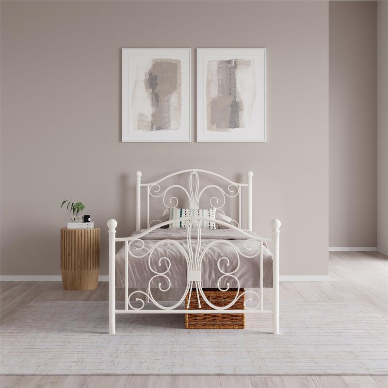 DHP Bombay Parisian-Style Metal Bed, White