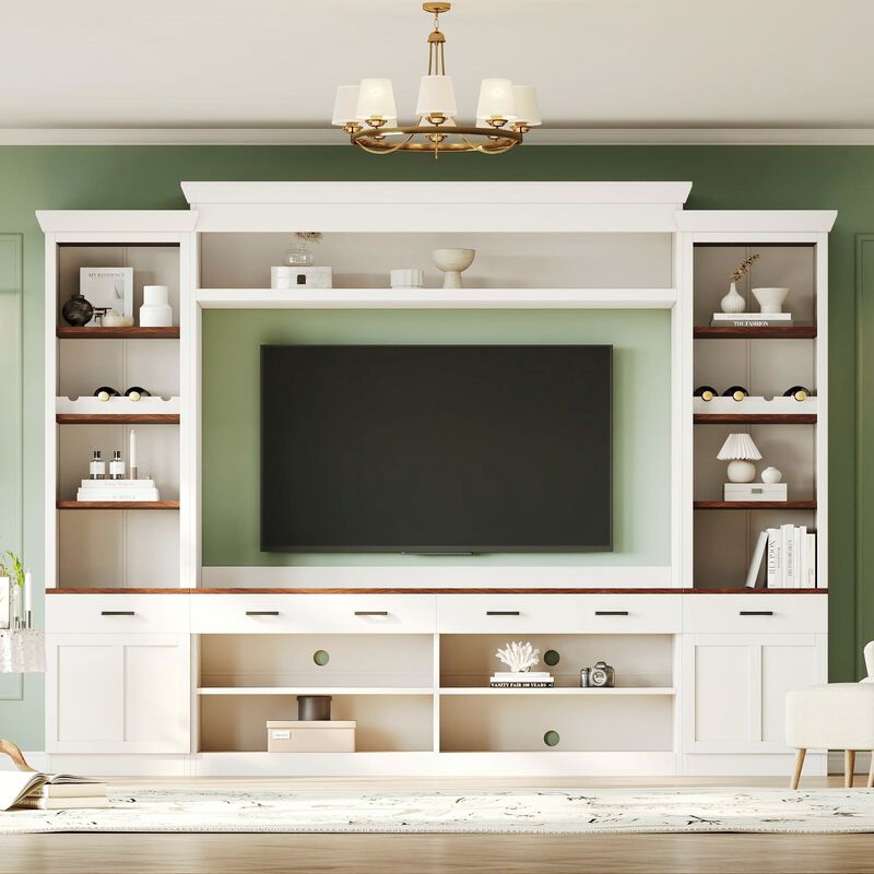 Merax Mid-Century Media Console  Entertainment Wall Unit Set for TVs Up to 70"