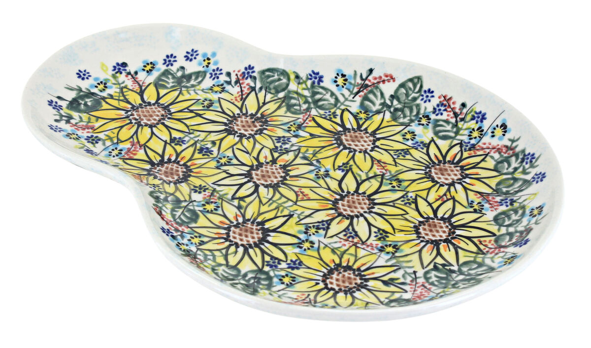 Blue Rose Polish Pottery Aztec Flower Breakfast Plate