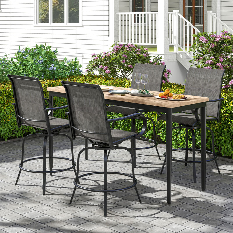 2 Pieces Patio 360 Rotation Swivel Bar Stool Set