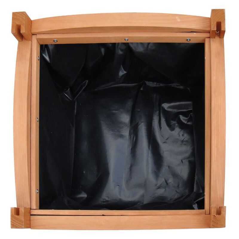 Outdoor Planter Set of 2, 12 Inch Square Natural Brown Solid Wood - Benzara