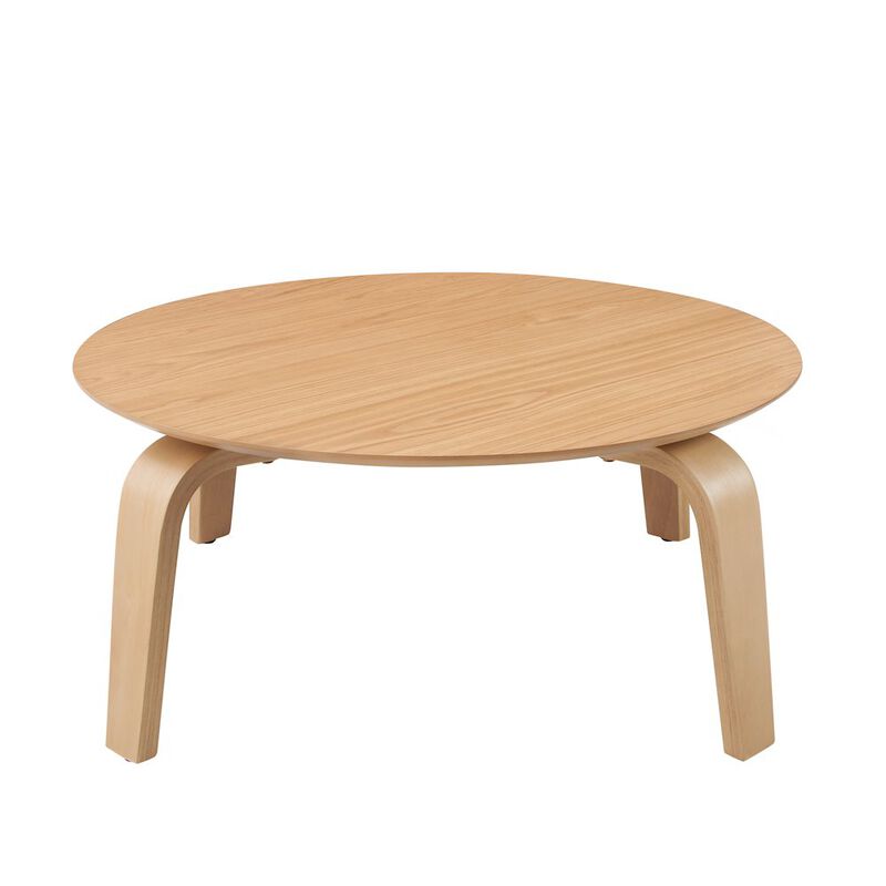 Omax Decor Mod Round Shape Mid-Century Wood Coffee Table in Oak