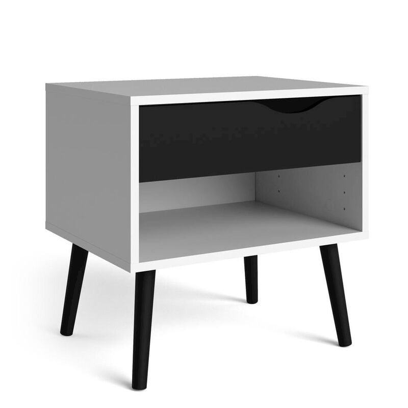 Furnifact White Nightstand With 1 Drawer - Stylish And Functional Bedside Table