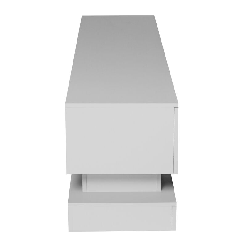 51.18inch Modern TV Stand with LED Lights, High Glossy Front TV Cabinet, can be assembled in Lounge Room, Living Room or Bedroom
