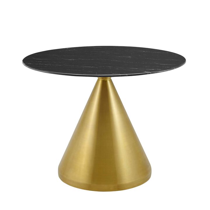 Modway - Tupelo 40" Artificial Marble Dining Table Gold Black