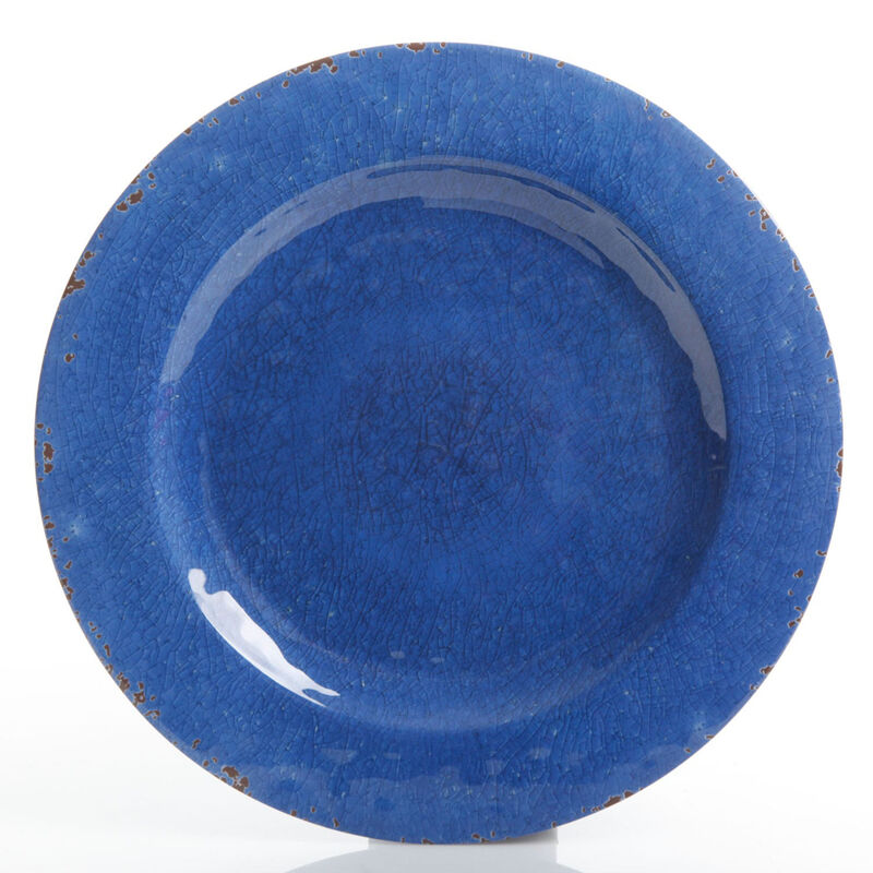 Studio California Mauna 12-Piece Dinnerware Set in Cobalt Blue Crackle Look Decal