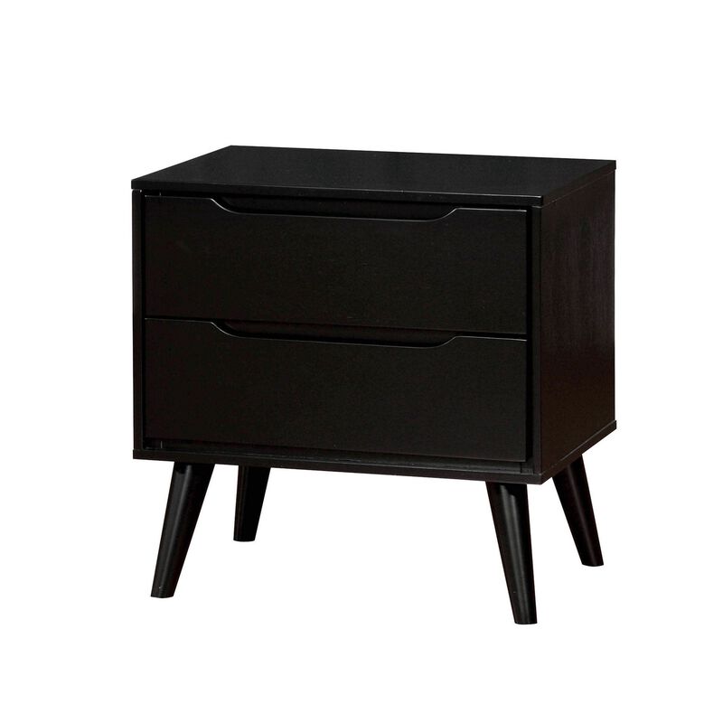 Lennart Mid Century Modern Nightstand, Black-Benzara