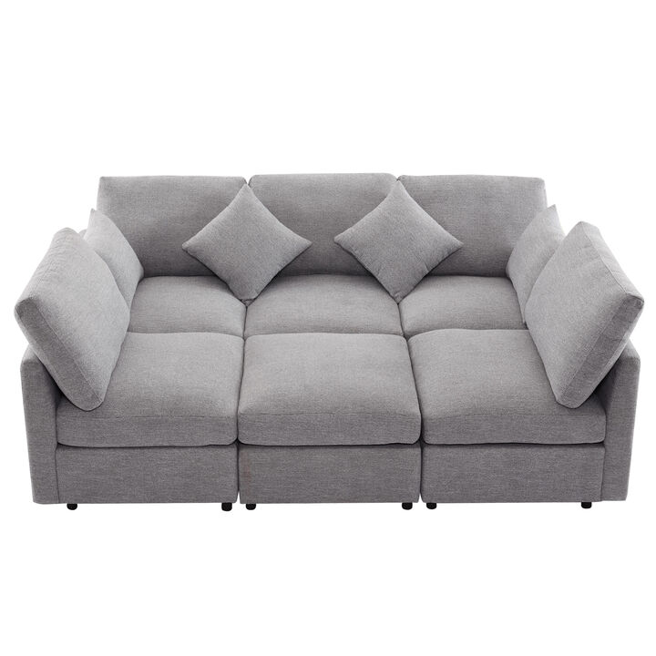 Merax Modular Sectional Sofa U-shaped Sofa with a Movable Ottoman
