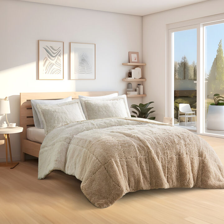 Gracie Mills Ethel Faux Fur Ombre Shag Comforter Set