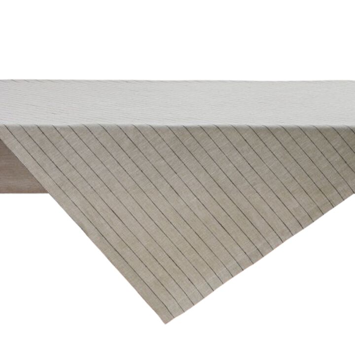 Solino Home 100% Pure Linen Table Throw 52 x 52 Inch | Pinstripe for Valentines