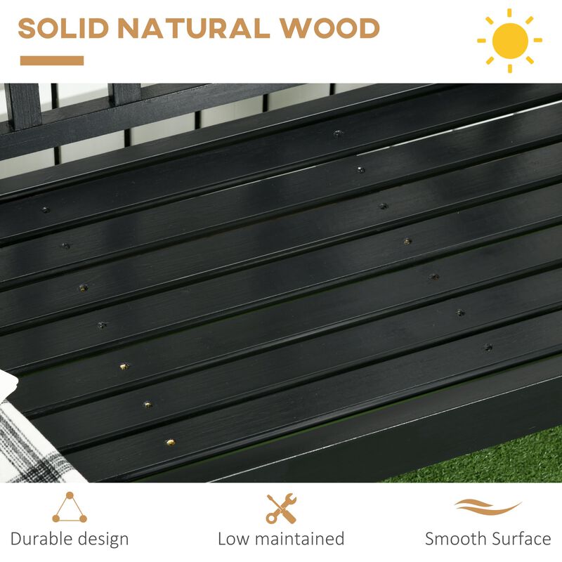Gray Garden Seating: 3-Seat Wooden Bench with Backrest & Armrests