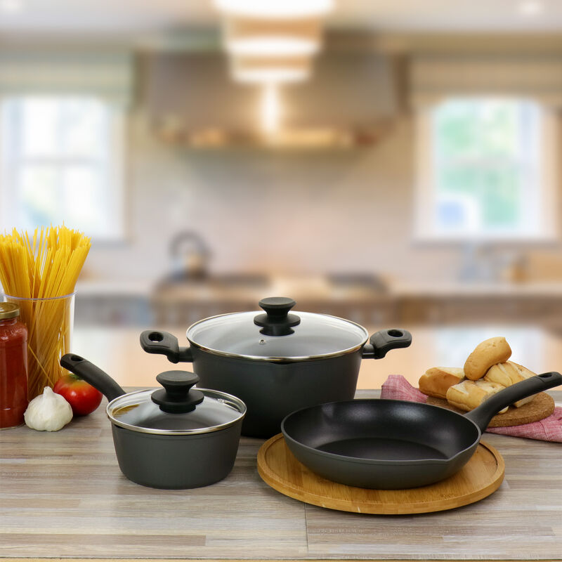 Oster Kingsway 5 Piece Aluminum Nonstick Cookware Set in Black