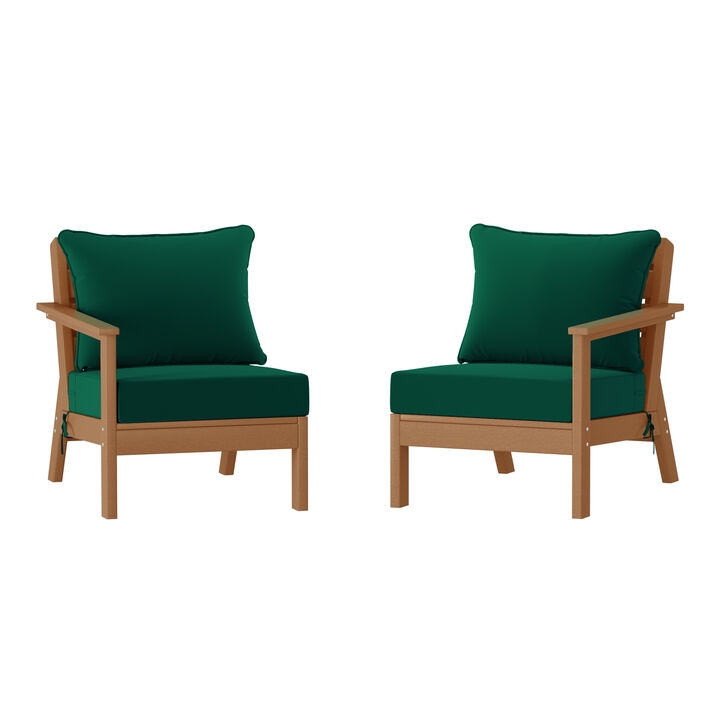 WestinTrends Outdoor Patio HDPE Loveseat Sofa with Patio Cushions