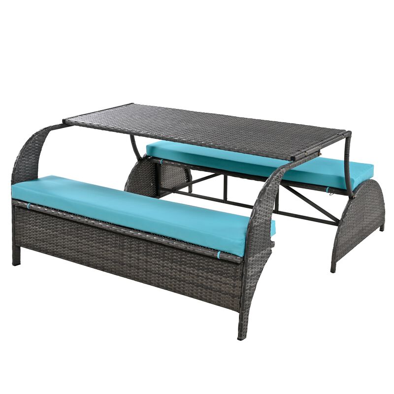 Merax Multi-functional  Outdoor Loveseat Rattan Set
