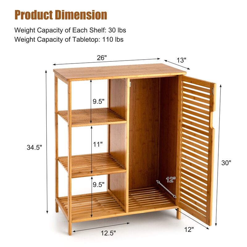 Wicker Bathroom Storage Cabinet with Single Door