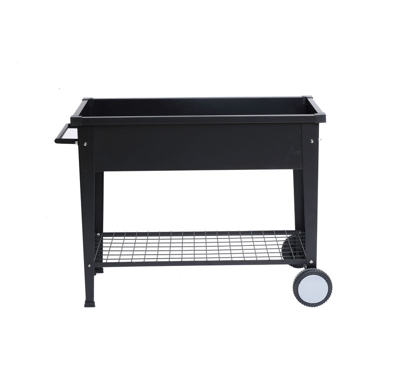LuxenHome Black Mobile Metal Raised Garden Bed Planter Cart with Legs