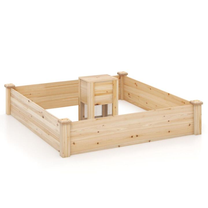 Hivvago 49 x 49 x 10 Inch Raised Garden Bed with Compost Bin and Open-ended Bottom