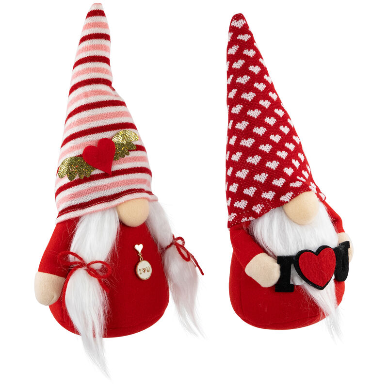 Plush "I Heart U" Valentine's Day Gnomes  -12" - Set of 2