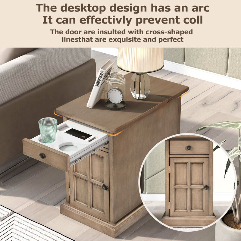 Merax Classic Multifunctional End Table with USB Ports