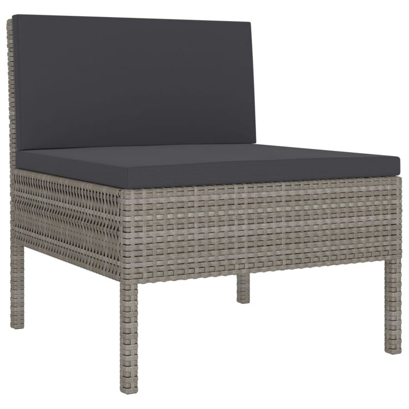 vidaXL Garden Chairs 3 pcs with Cushions Poly Rattan Gray