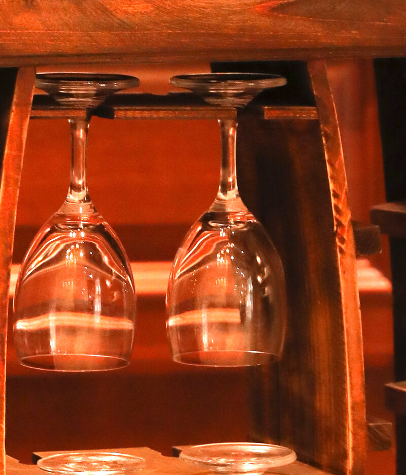 Decorative Wooden 8 Bottle Rustic Wine Rack with Glasses Holder