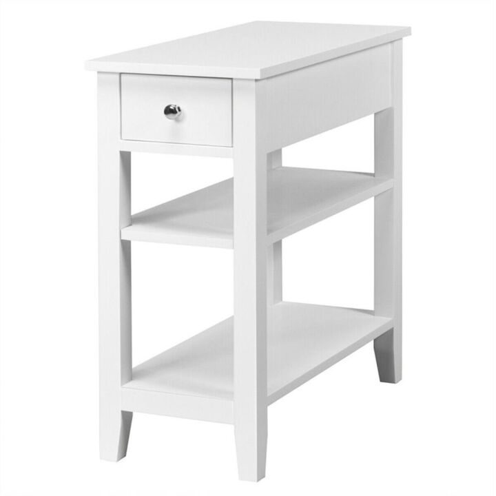 Hivvago 3-Tier Nightstand Bedside Table Sofa Side with Double Shelves Drawer