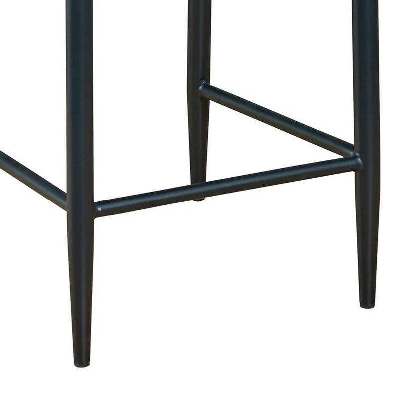 Tika 26 Inch Counter Height Chair, Set of 2, Deep Blue Velvet  - Benzara