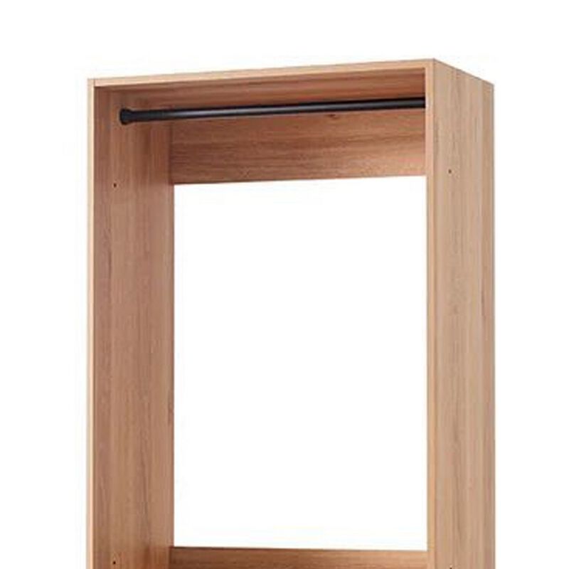 Dee Modular Closet System, 1 Metal Hanging Rod and 2 Drawer, Oak Brown