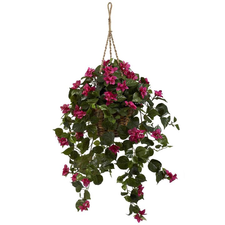Nearly Natural Bougainvillea Silk Hanging Basket